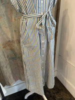 Button Up Tie Waist Midi Dress with Pockets