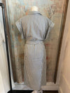 Button Up Tie Waist Midi Dress with Pockets