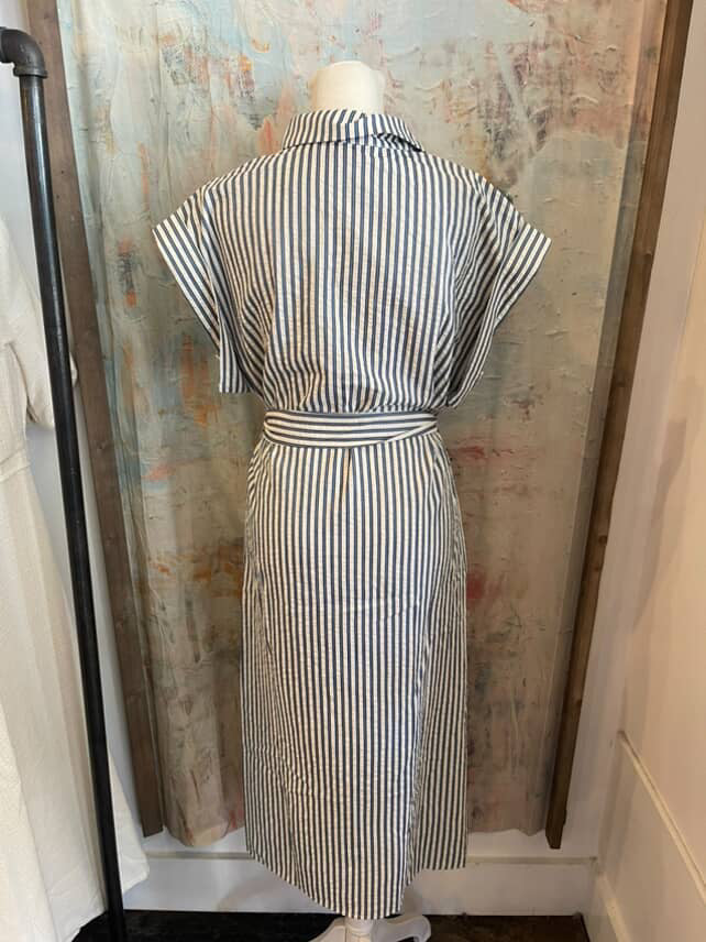 Button Up Tie Waist Midi Dress with Pockets