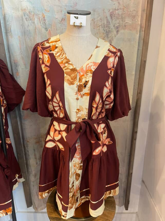 Puff Sleeve Detail Button Up Dress with Pockets