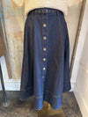 Dark Denim Skirt with Belt and Pockets