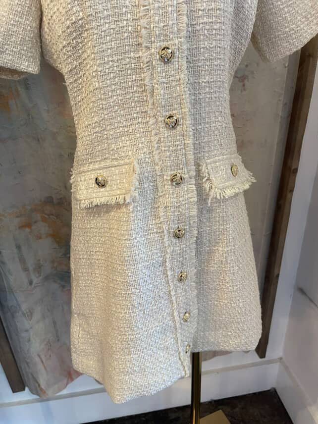 Tweed Button Detail Dress