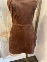 Brown Suede Dress with Skort Detail