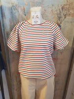 Blue Red Stripe Top