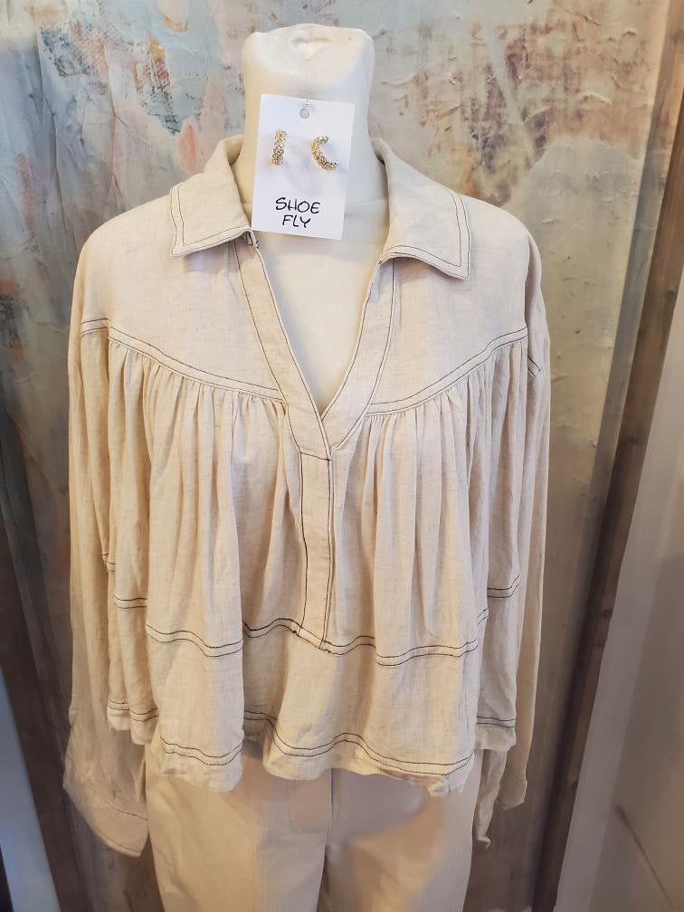 Stitch Detail Long Sleeve Top