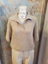 Taupe White Collar Knit Top