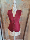 Burgundy Button Down Vest