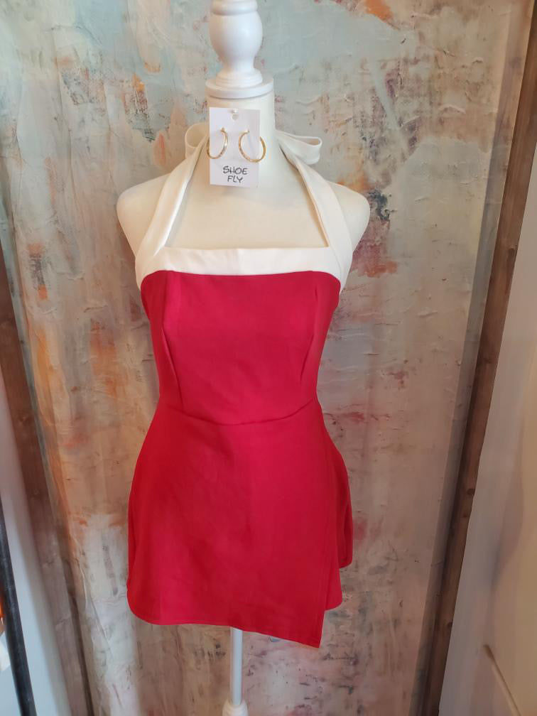 Halter Neck Wrap Romper__