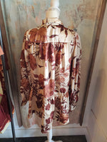 Brown Floral Print Babydoll Dress
