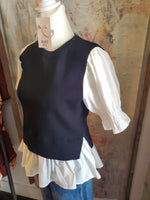 Sweater Combo Short Sleeve Blouse