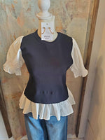 Sweater Combo Short Sleeve Blouse