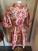 Autumn Floral Detail Dress with Pockets and Belt