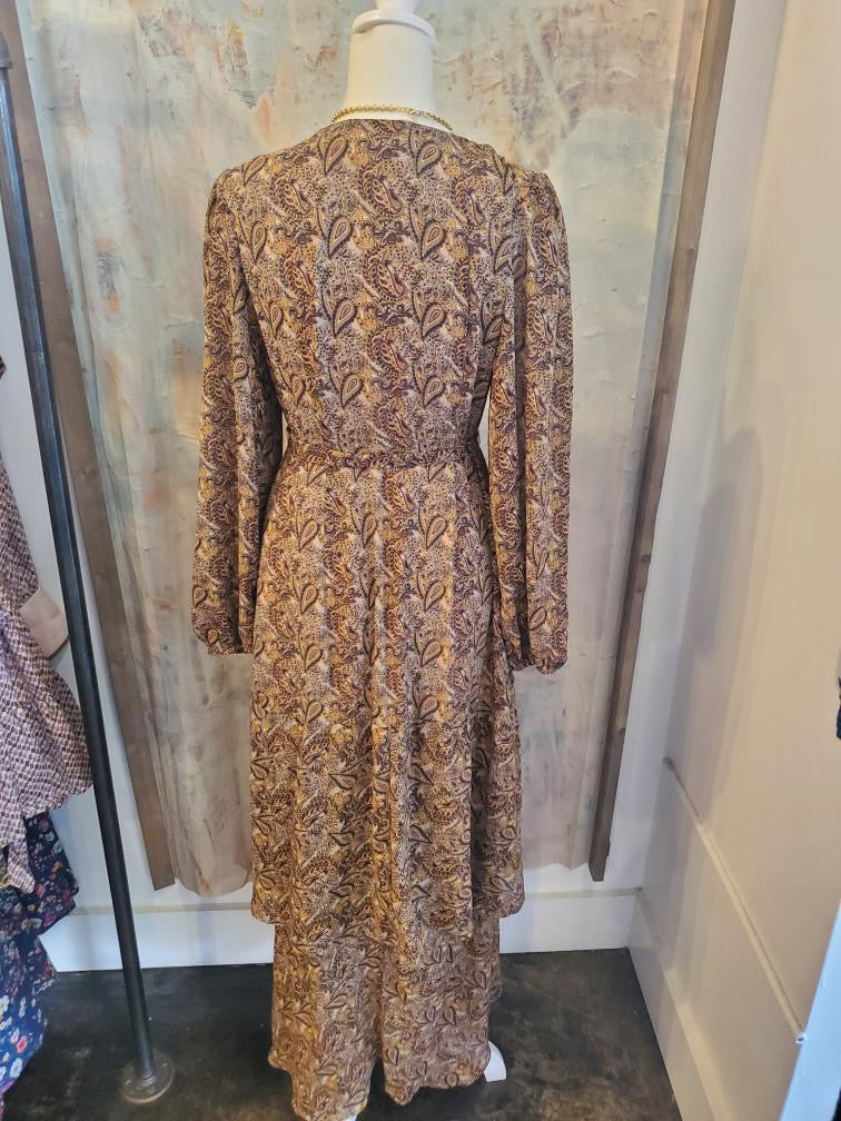 Wrap High Low Paisley Dress