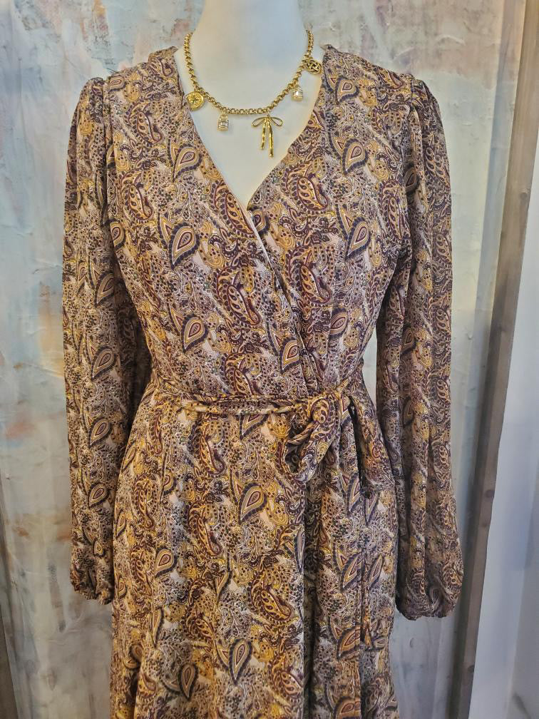 Wrap High Low Paisley Dress