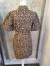 Animal Print Short Sleeve Belted Dress with Pockets