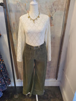 High rise Crop Wide Patch Pocket Cord Pants