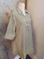 Stripe Collar Detail Dress with Pockets