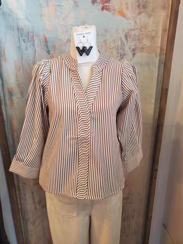 Stripe 3/4 Sleeve Top