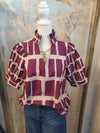 Print Ruffle Detail Short Sleeve Top