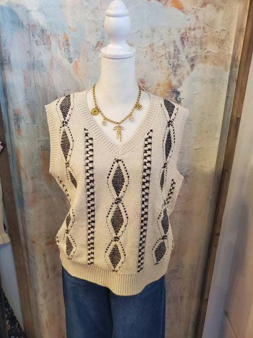 Diamond Stitch Sweater Vest Top