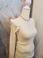 Long Sleeve Round Neck Ruffle Detail Top