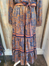 Split Neck Elastic Waist Tiered Long Dress