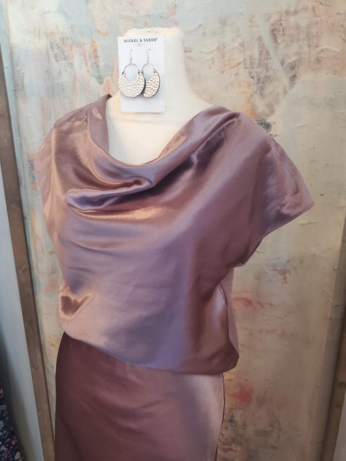 Cowl Neck Silk Sweater Back Blouse