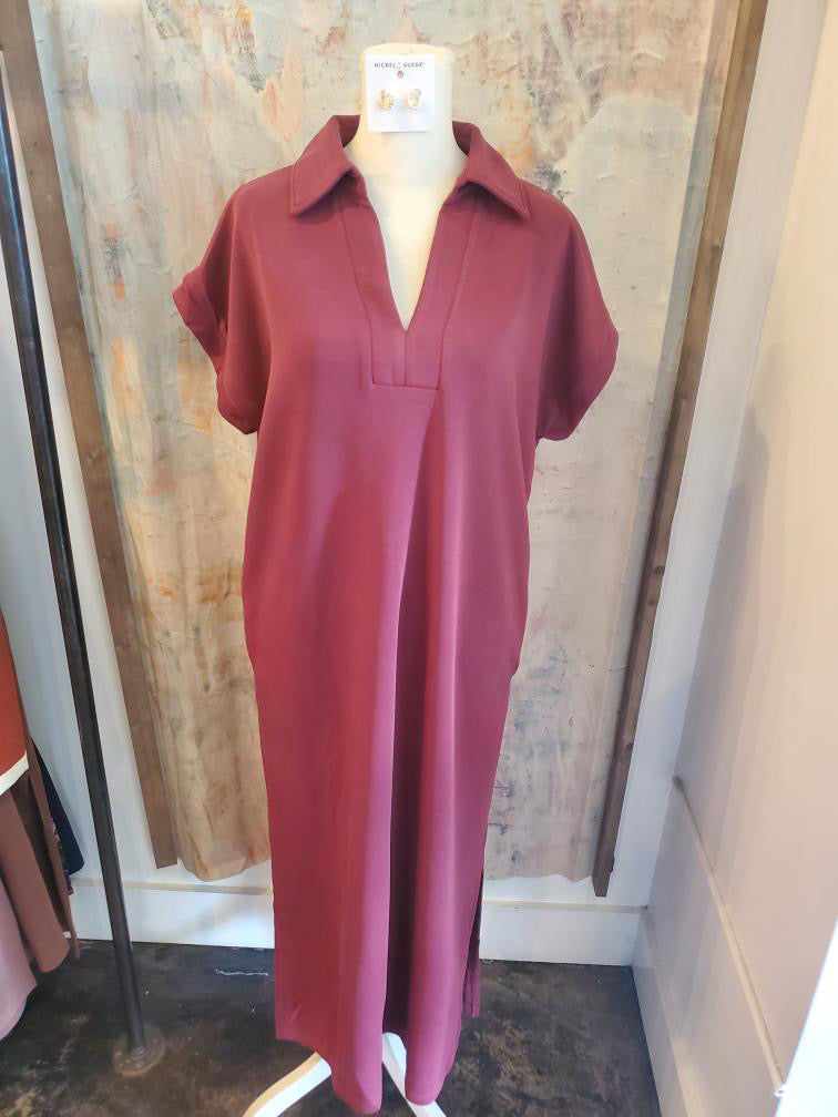 Shirt Collar T Shirt Dress with Pockets