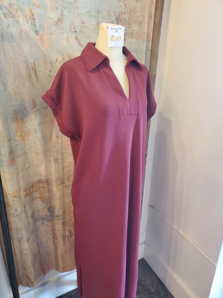Shirt Collar T Shirt Dress with Pockets