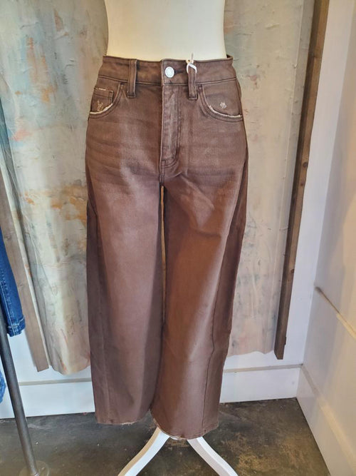High Rise Ankle Barrel Denim