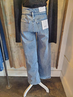 High Rise Wide Built in Belt Denim