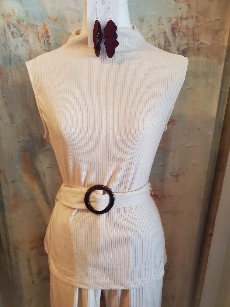 Sleeveless Top with Belt