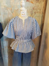 Check Puff Sleeve Blouse