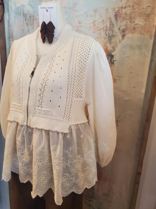 Babydoll Sweater with Half Zip