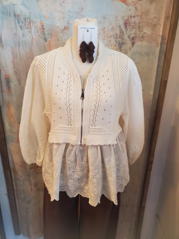 Babydoll Sweater with Half Zip