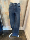 Dark High Rise Trouser Hem Bootcut