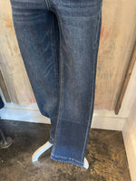 Dark High Rise Trouser Hem Bootcut