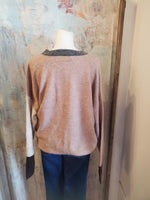 Color Block Front Seam Knit Sweater