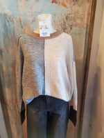 Color Block Front Seam Knit Sweater