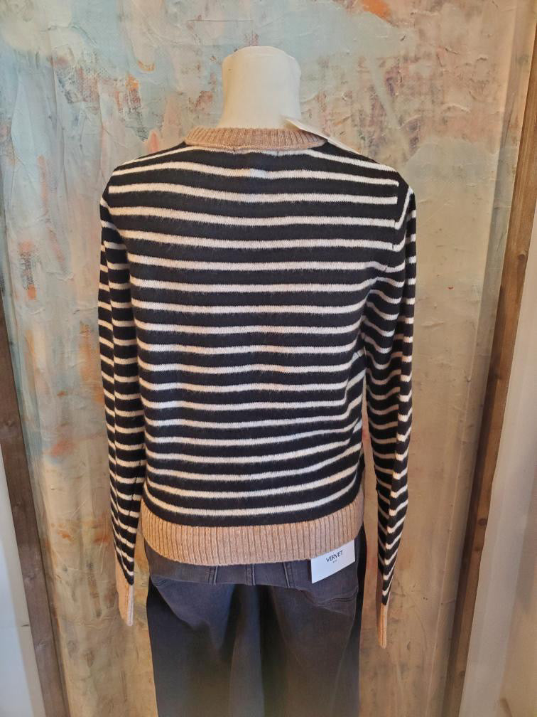 Stripe Color Block Trim Cardigan