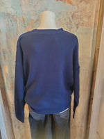 Solid Crewneck Front Seam Sweater