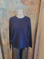 Solid Crewneck Front Seam Sweater