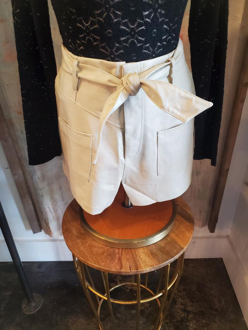 Faux Leather Tie Front Shorts