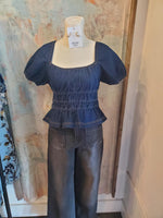 Peplum Detail Dark Denim Top