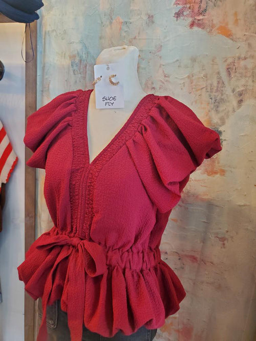 Texture Tie Front Top