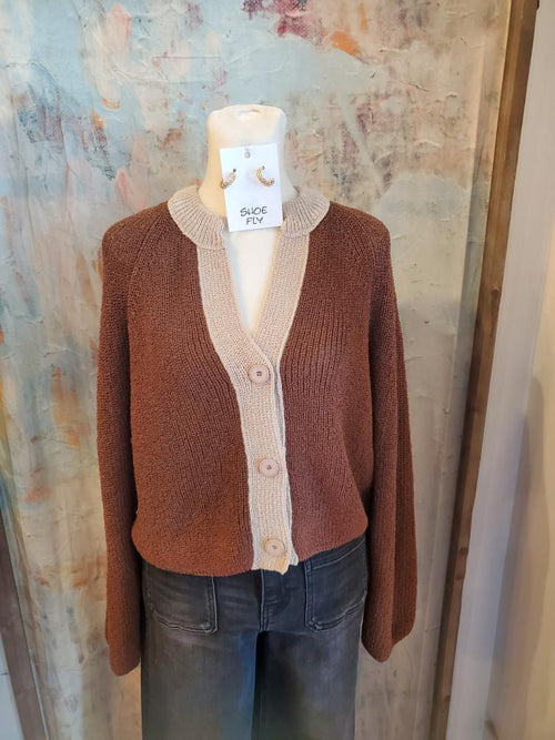 Three Button Two Tone Sweater
