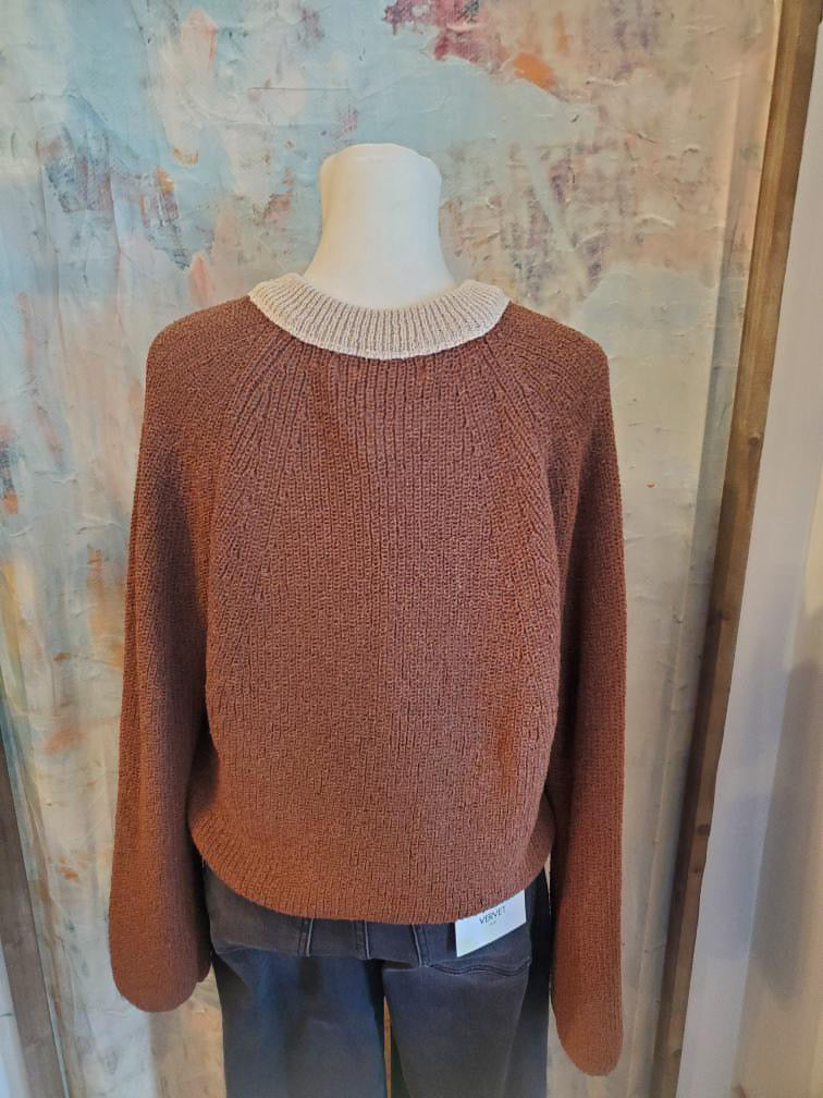 Three Button Two Tone Sweater