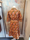Fall Leaf Print Midi Dress with Pockets