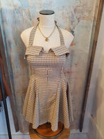 Plaid Halter Dress with Flare Hem Detail