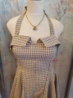 Plaid Halter Dress with Flare Hem Detail